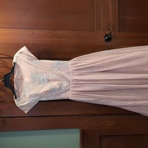 Hailey Paige size 2 Rose pink tulle embroidered dress. Sweetheart neckline NWT
